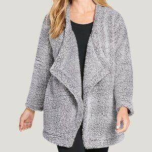 JOCKEY SHERPA CARDIGAN GREY SIZE S/M POODLE FLEECE NWT